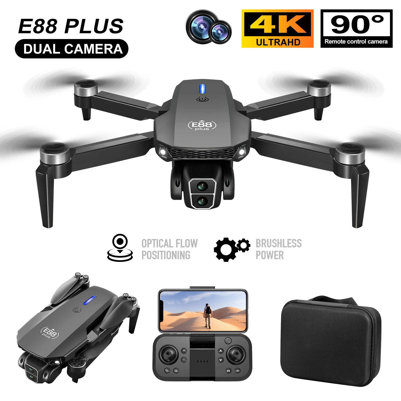 طائرة بدون طيار E88 Plus Quadc - مراجعة Drone Camera 4K وسعره
